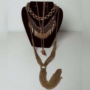 Minimalist Gold Tone Women's Necklaces Bundle Of 4